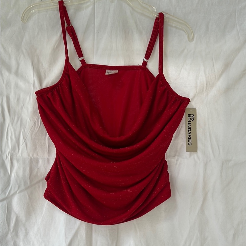 No Boundaries Red Ruched Sleeveless Camisole